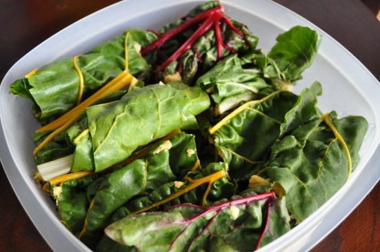 Container filled of Rainbow Chard Wraps