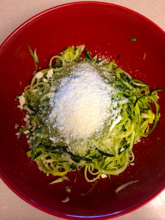 Mix with pesto and parmesan cheese